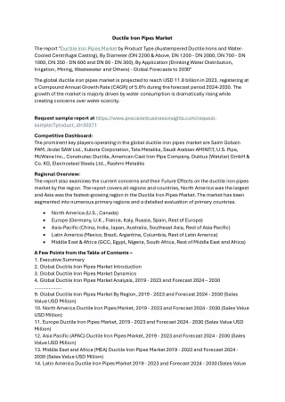 Ductile Iron Pipes Market Overview, Trends Forecast 2024