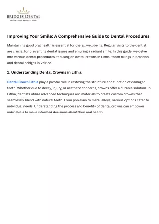 Improving Your Smile A Comprehensive Guide to Dental Procedures