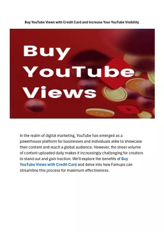 Buy YouTube Views with Credit Card and Increase Your YouTube Visibility