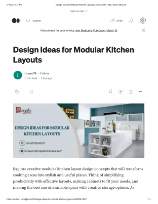 Design Ideas for Modular Kitchen Layouts _ by itnseo74 _ Mar, 2024 _ Medium
