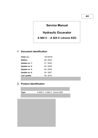 Liebherr A 924 C HD Litronic EDC Hydraulic Excavator Service Repair Manual SN34519 and up