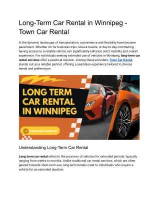 Long-Term Car Rental in Winnipeg - Town Car Rental