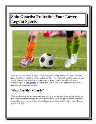 Shin Guards Protecting Your Lower Legs in Sports
