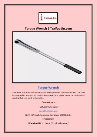 Torque Wrench | Tsaifuddin.com