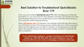 Expert Tips to Resolve QuickBooks Error 179 Instantly