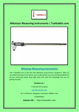 Mitutoyo Measuring Instruments | Tsaifuddin.com