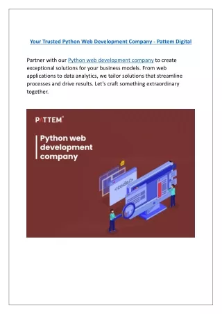 Your Trusted Python Web Development Company - Pattem Digital