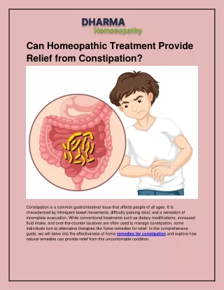 Can Homeopathic Treatment Provide Relief from Constipation