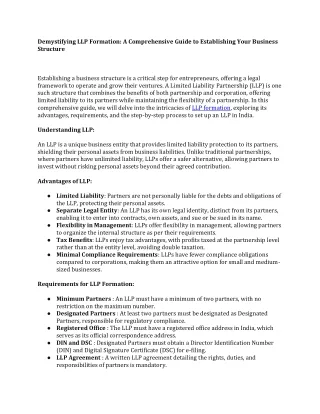 Demystifying LLP Formation A Comprehensive Guide to Establishing Your Business Structure