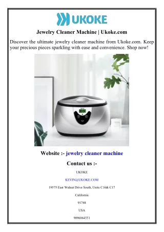 Jewelry Cleaner Machine  Ukoke.com