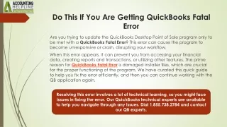 QuickBooks Fatal Error Solutions: Your Ultimate Guide