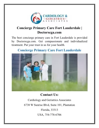 Concierge Primary Care Fort Lauderdale  Doctorscga