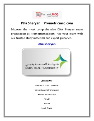 Dha Sheryan Prometricmcq.com