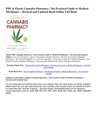 Free [epub]$$ Cannabis Pharmacy: The Practical Guide to Medical Marijuana -- Rev