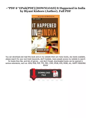 [Ebook] Reading It Happened in India [PDFEPub] By  Biyani Kishore (Author),