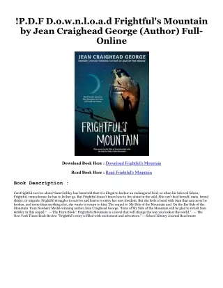 #^R E A D^ Frightful's Mountain PDF Ebook By  Jean Craighead George (Author)