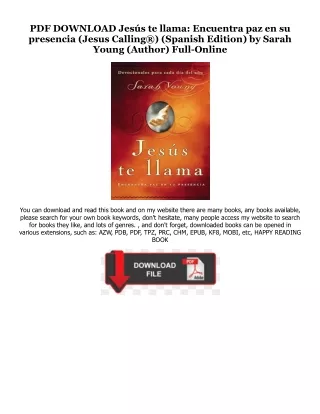 eBook PDF Jesús te llama: Encuentra paz en su presencia (Jesus Calling®) (Spanis