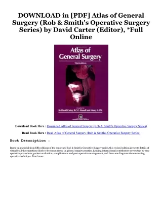 [Free Ebook] Atlas of General Surgery (Rob & Smith's Operative Surgery Series) (