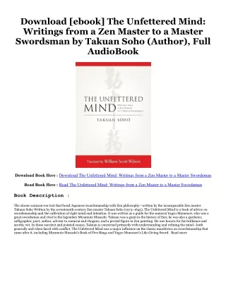 [Pdf]$$ The Unfettered Mind: Writings from a Zen Master to a Master Swordsman $BOOK^ By  Takuan Soho (Author),