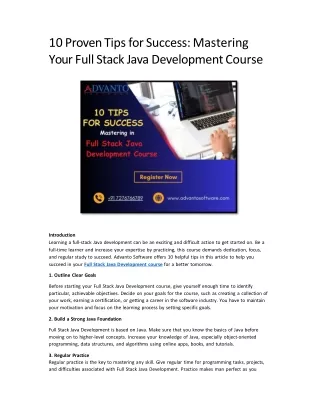 10 Proven Tips for Success Mastering Your Full Stack Java Development Course