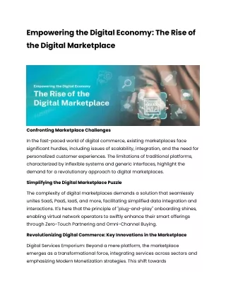 Empowering the Digital Economy: The Rise of the Digital Marketplace