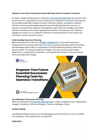 Empower Your Future Essential Succession Planning Tools for Seamless Transitions