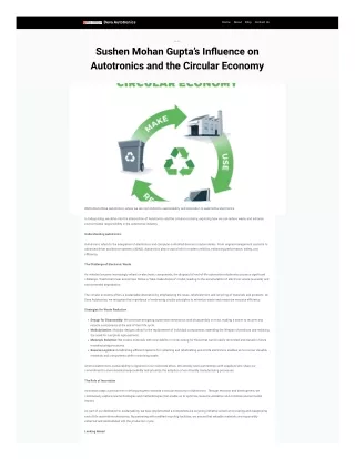 Sushen Mohan Gupta’s Influence on Autotronics and the Circular Economy