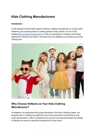 Kids Clothing Manufacturers