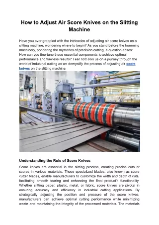 How to Adjust Air Score Knives on the Slitting Machine