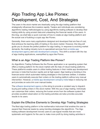 Algo Trading App Like Pionex_ Development, Cost, And Strategies