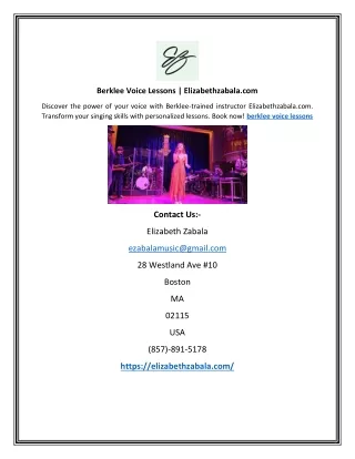 Berklee Voice Lessons | Elizabethzabala.com