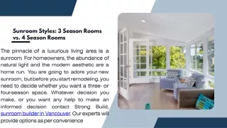 Sunroom Styles 3 Season Rooms vs. 4 Season Rooms