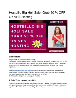 Hostbillo Big Pataka Sale Grab 50 % OFF On VPS Hosting