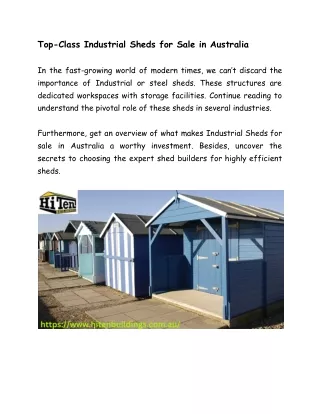 Shed Builders for Industrial Sheds in Australia - Google Docs