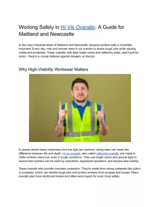 Working Safely in Hi Vis Overalls_ A Guide for Maitland and Newcastle
