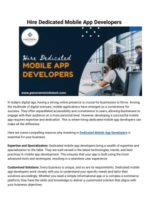 Hire Dedicated Mobile App Developers