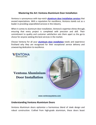 Ventona aluminium door installation