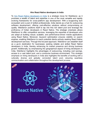 Hire React Native developers in India