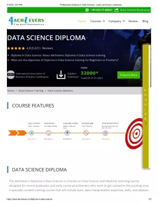 Top Diploma in Data science course - 4achievers