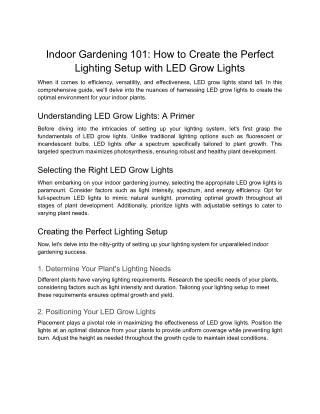 Indoor Gardening 101_ How to Create the Perfect Lighting Setup with LED Grow Lights