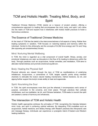 TCM and Holistic Health_ Treating Mind, Body, and Spirit