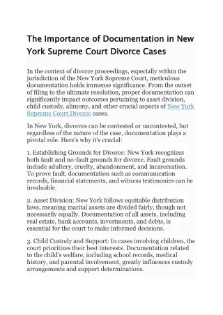 New York Supreme Court Divorce