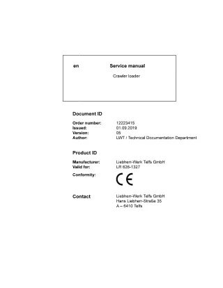 LIEBHERR LR 626-1327 CRAWLER LOADER Service Repair Manual