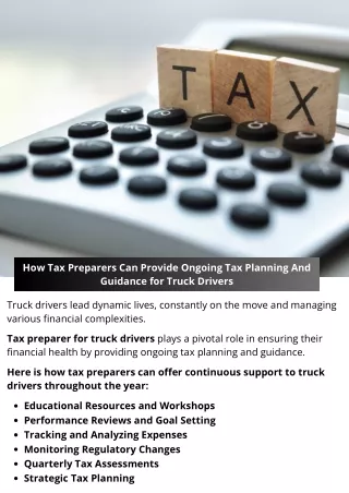 How Tax Preparers Provide Ongoing Tax Planning And Guidance for Truck Driver?