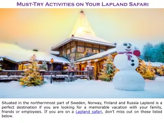 Must-Try Activities on Your Lapland Safari