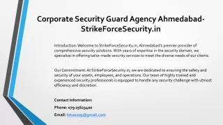 Corporate Security Guard Agency Ahmedabad, Best Corporate Security Guard Agency