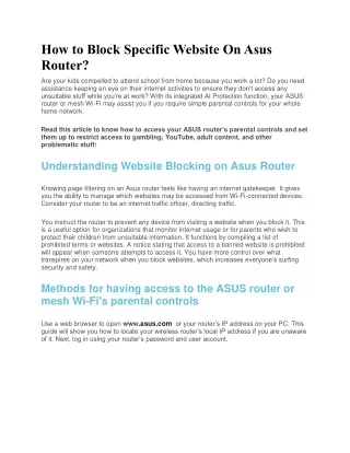 How to Block Specific Website On Asus Router