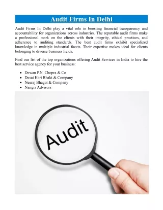 Best Audit Firms In Delhi