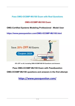 OMG SysML Model User (MU) OMG-OCSMP-MU100 Exam Questions