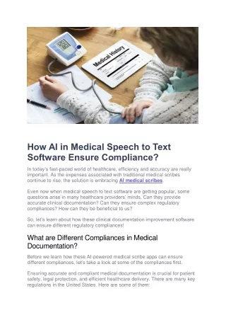 How AI in Medical Speech to Text Software Ensure Compliance